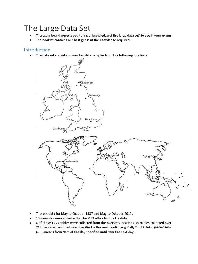 Large Data Set Aqa A Level
