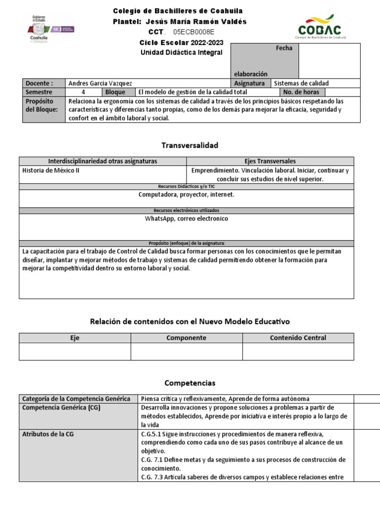 El modelo de gestión de la calidad total (sistema de calidad unidad 2 ...