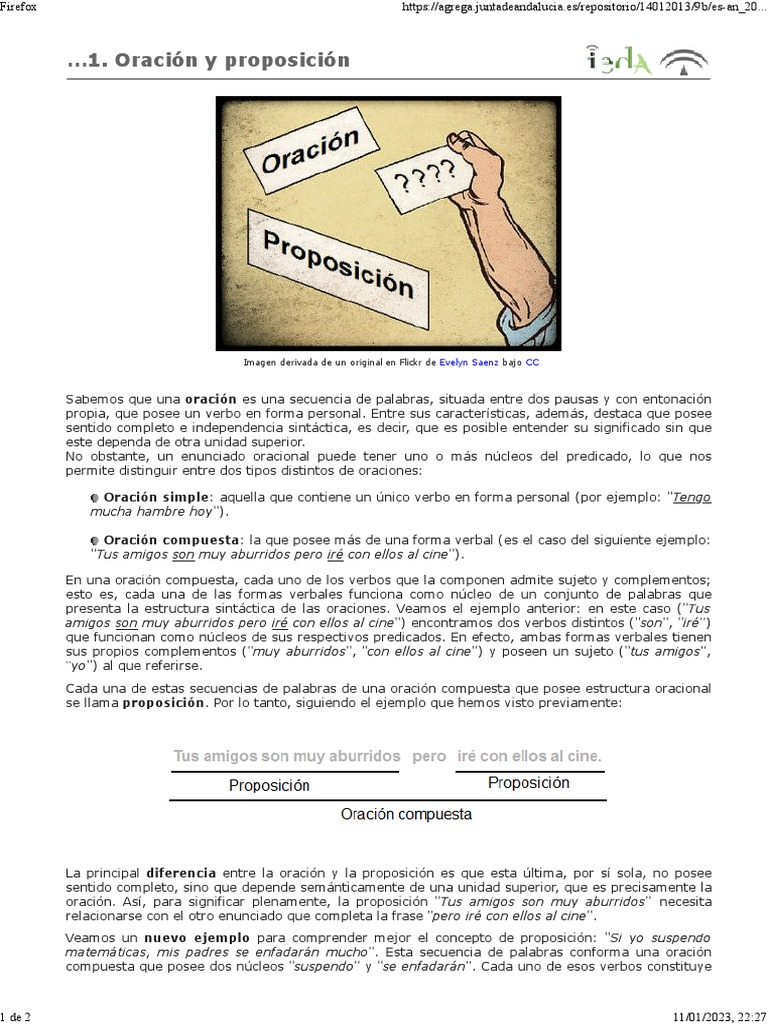 Oración y Proposición PDF Oración (Lingüística) Verbo