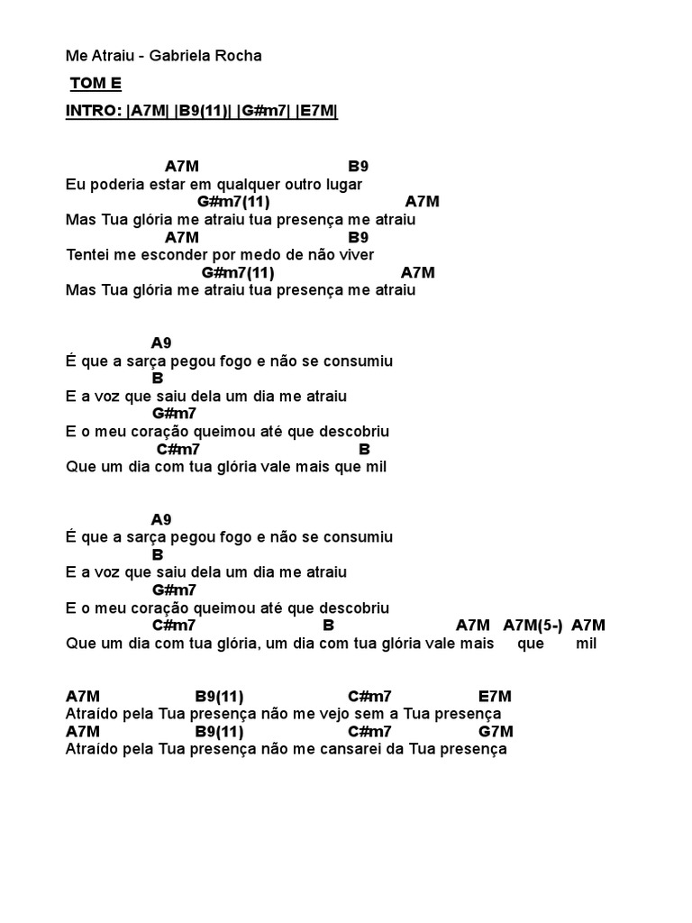 Me Atraiu Cifra Completa PDF