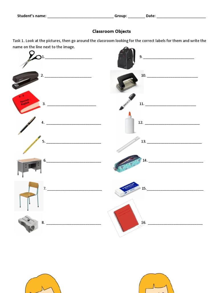 Classroom Objects Writes Labels | PDF | Classroom | Learning