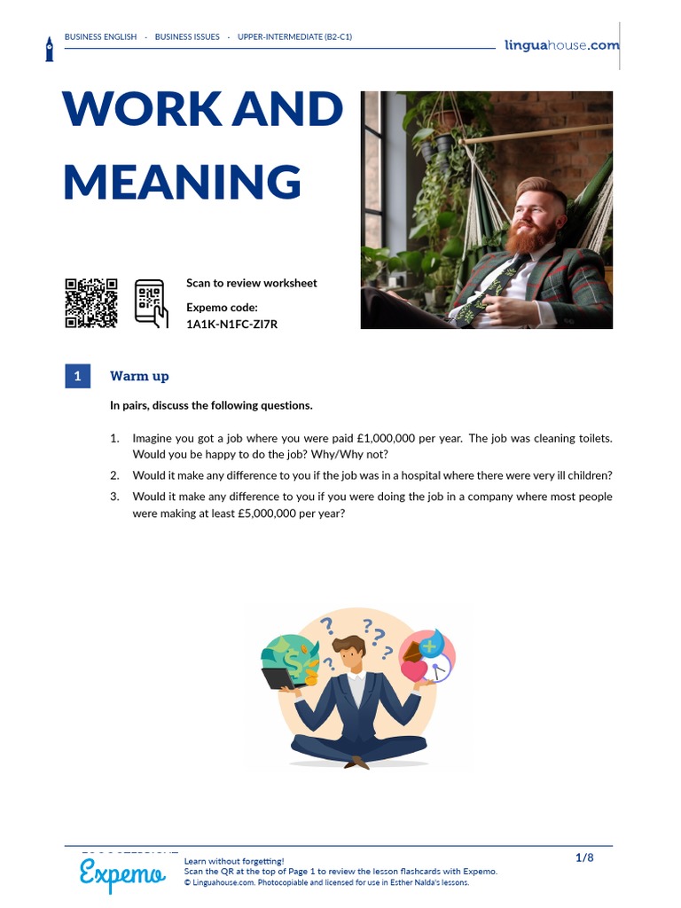 Finding Meaning in Work: B2-C1 Guide | PDF