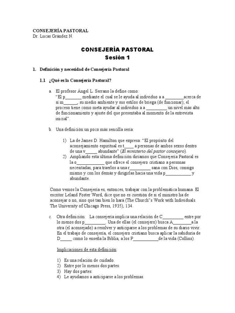 Curso, Consejería Pastoral - Alumno-Sesión 01 | PDF | Jesús | Creencia ...