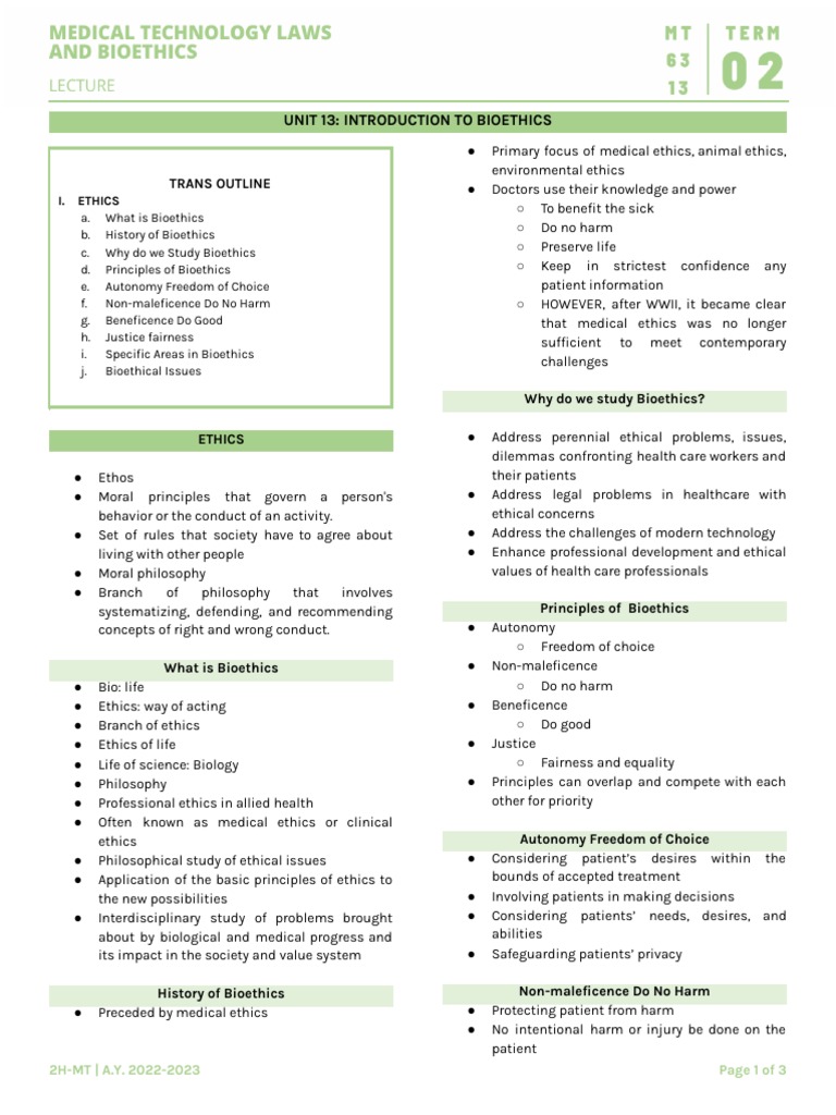 Introduction to Bioethics Overview | PDF | Bioethics | Medical Ethics