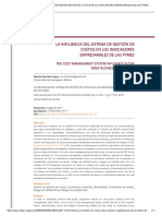 La Influencia Del Sistema de Gestión de Costos en Los Indicadores Empresariales de Las Pymes