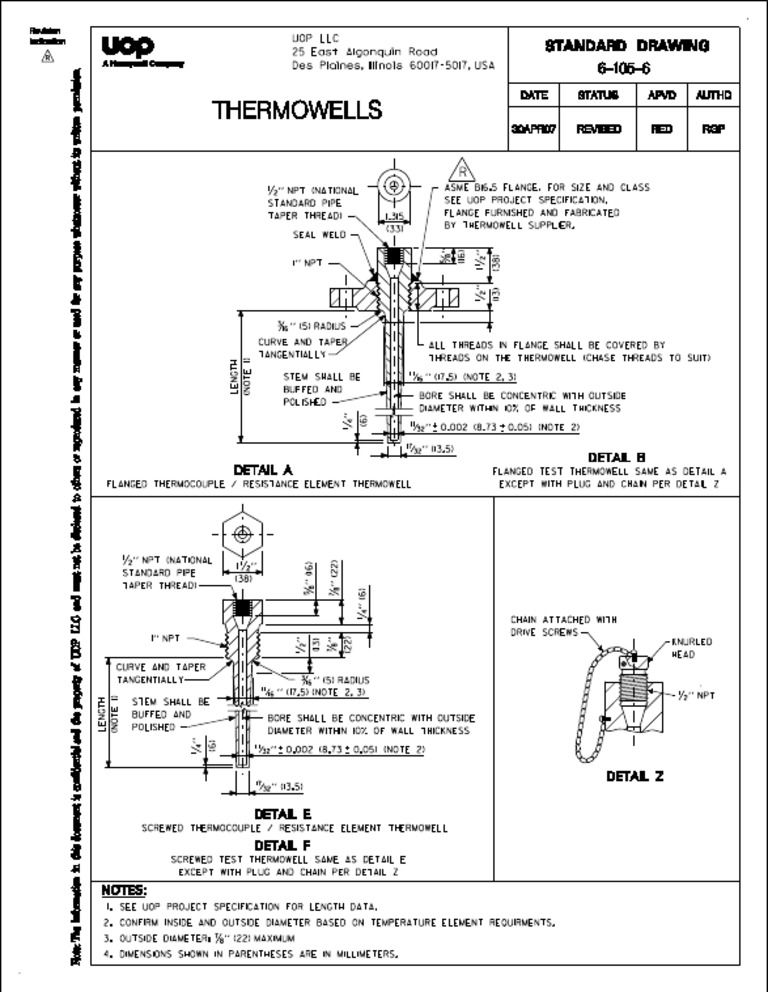 61056 Thermowells PDF Pipe (Fluid Conveyance) Gas Technologies