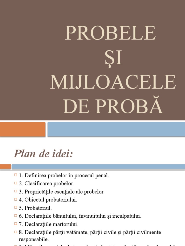 Probele Si Mijloacele de Proba | PDF