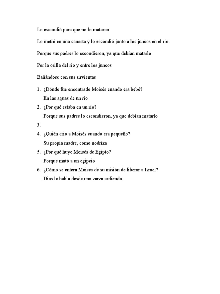 Dónde Fue Encontrado Moisés Cuando Era Bebé PDF