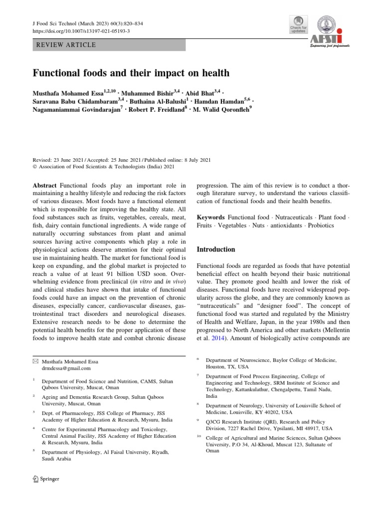 Functional Foods and Their Impact On Health | PDF | Fat | Soybean