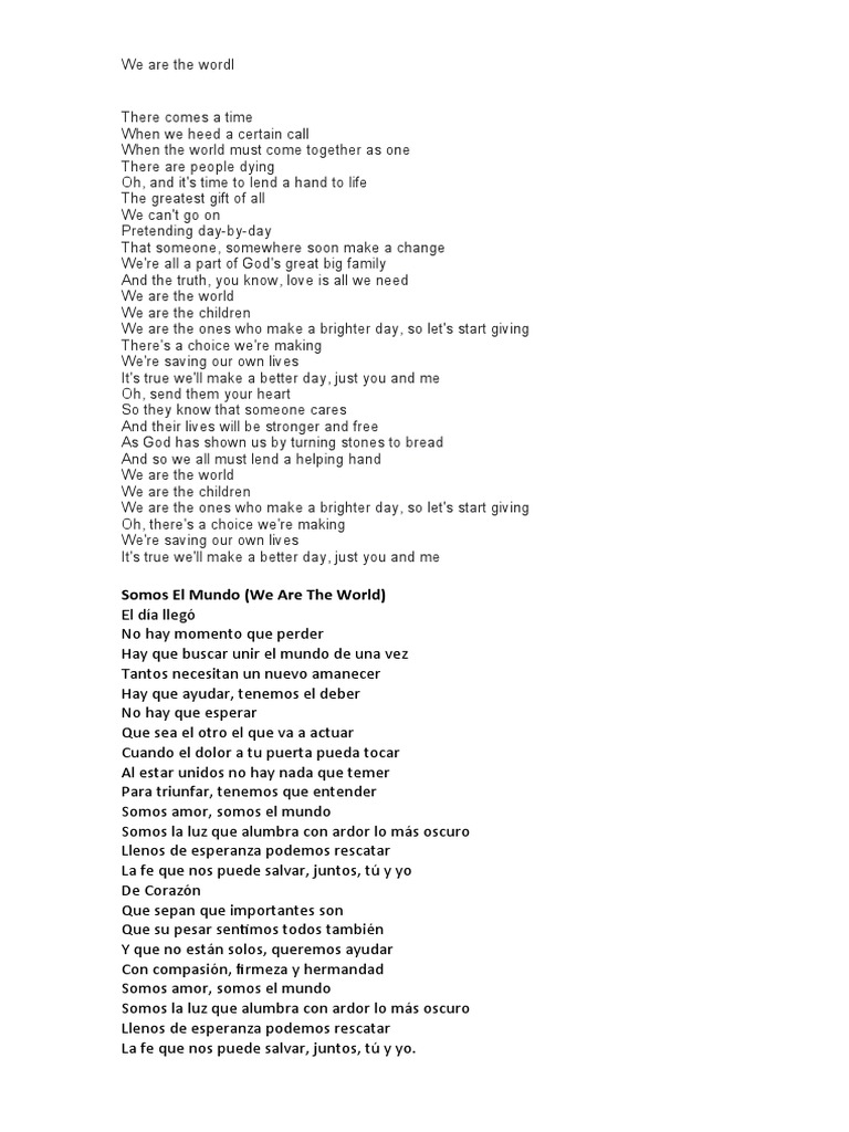 We Are The Wordl | PDF