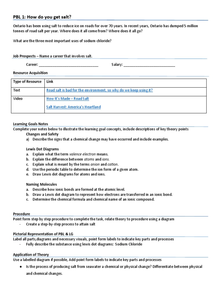 1 - PBL - Chem - How Do We Get Salt | PDF | Home & Garden | Technology ...