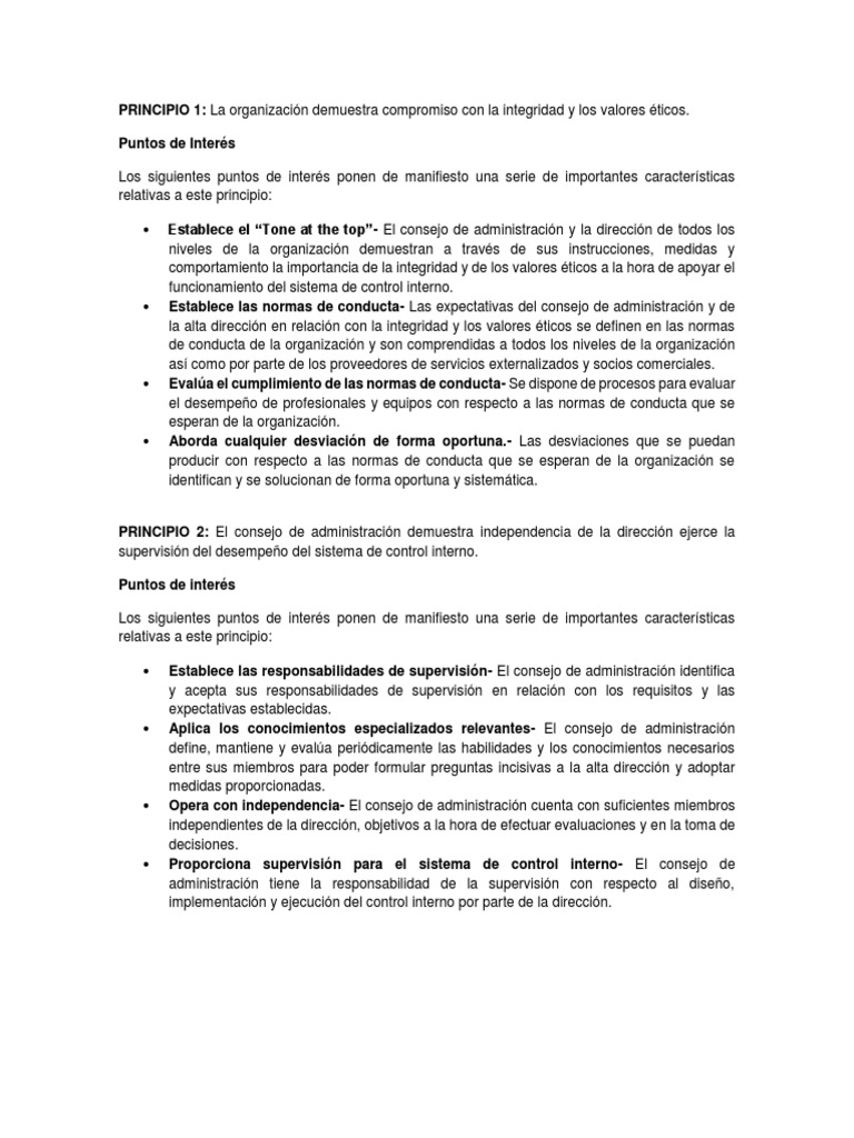 Principios COSO en Control Interno | PDF | Procesos de negocio ...