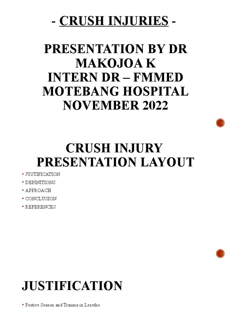 Crush Injuries PDF Injury Medical Specialties