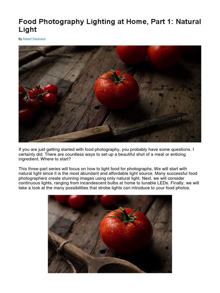 Food Photography: Mastering Natural Light | PDF | Shutter Speed | Camera