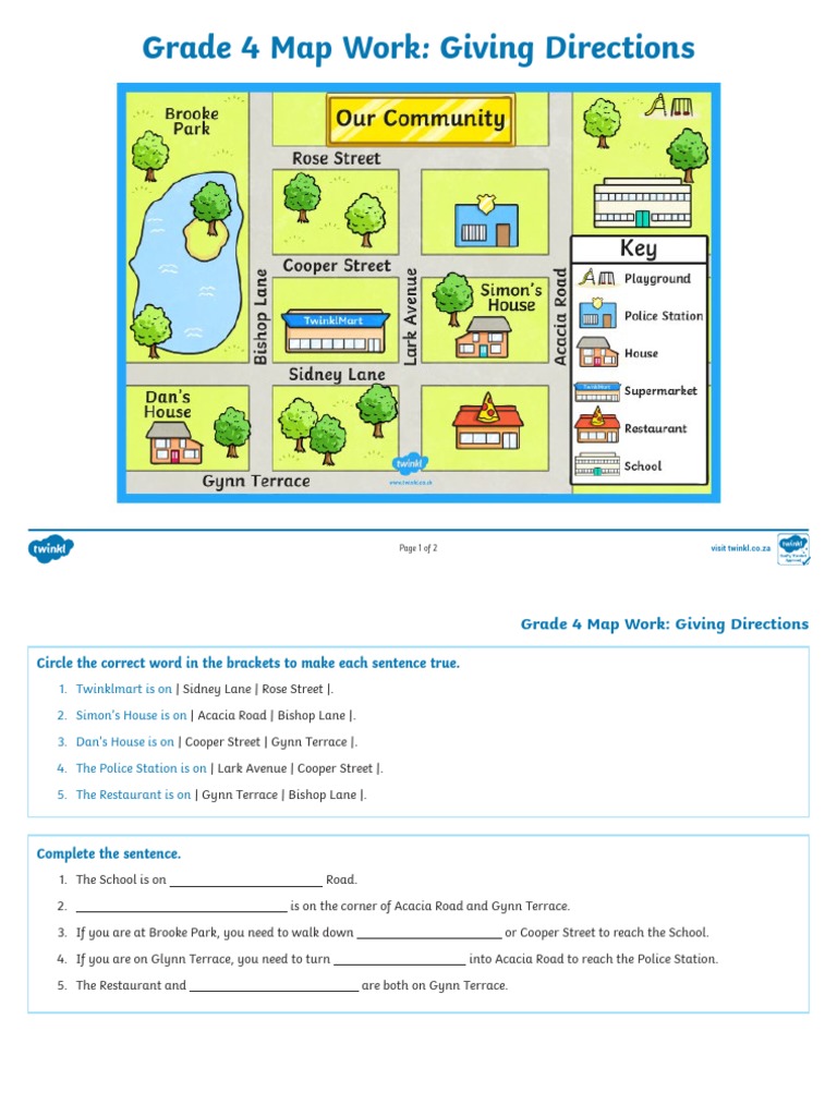 Map Work Giving Directions | PDF