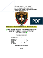 Percepción de La Función Policial en La Participación Ciudadana de La Comisaría PNP La Victoria, 2022 SB