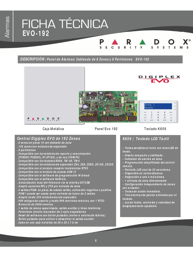 EVO-192 Diagrama Panel de Control | PDF | Teclado | Ingeniería Informática