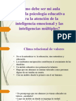 ¿Cómo Debe Ser Mi Aula Según La Psicología Educativa para La Atención de La Inteligencia Emocional y Las Inteligencias Múltiples?