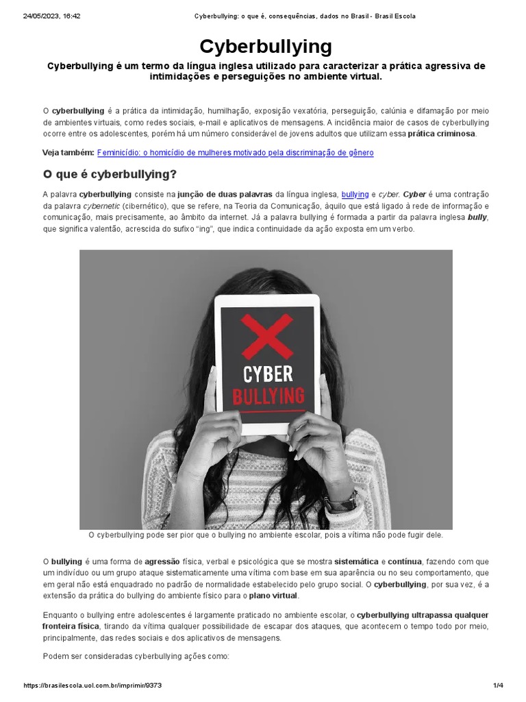 Cyberbullying - o Que É, Consequências, Dados No Brasil - Brasil Escola ...