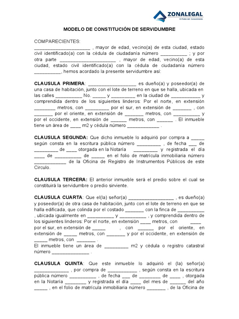 Modelo de Contrato de Servidumbre | PDF | Derecho
