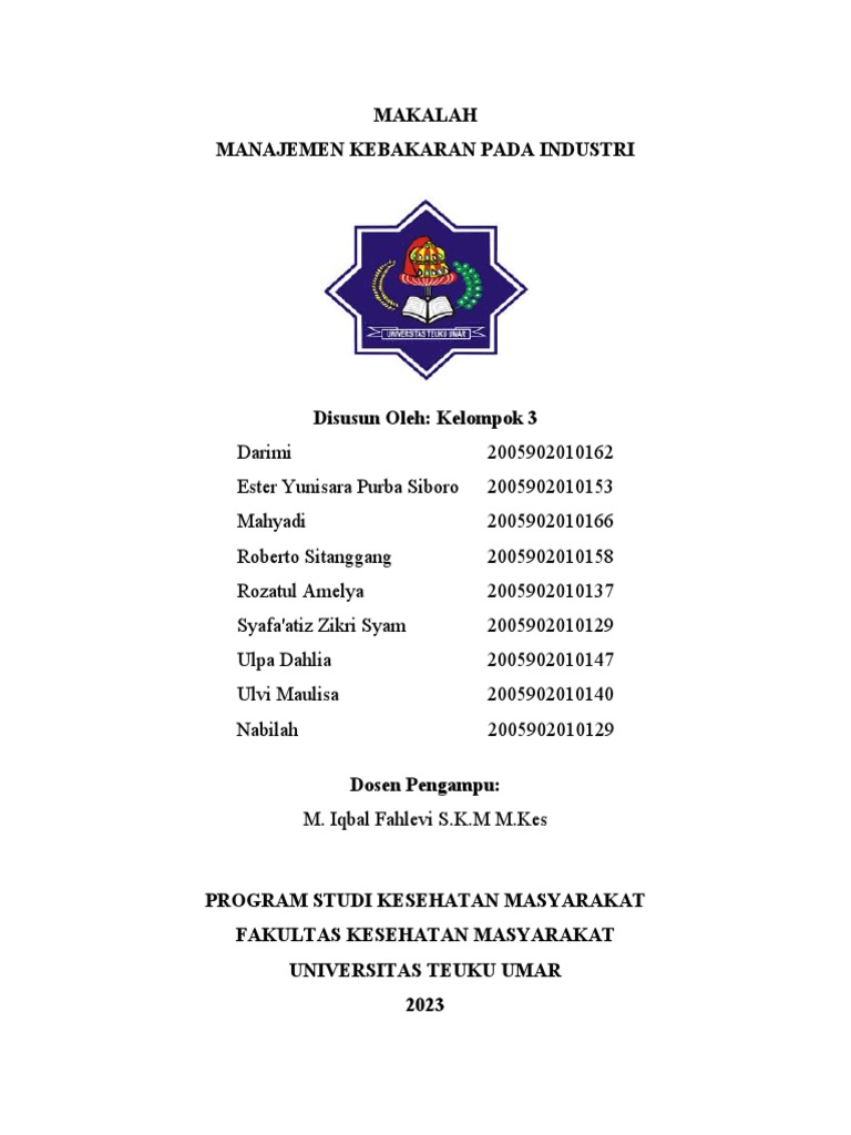 Makalah Manajemen Kebakaran Industri PDF