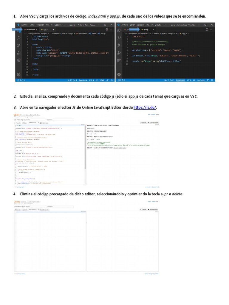 Tutorial Códigos HTML y JS | PDF