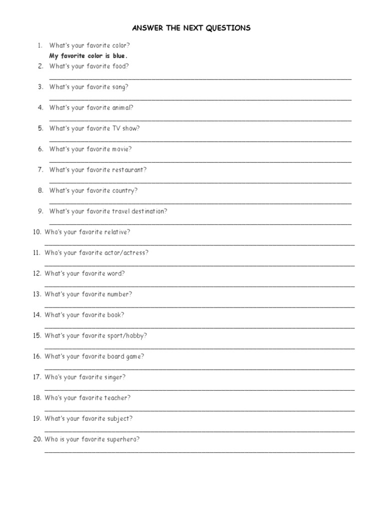 favorites questions PDF