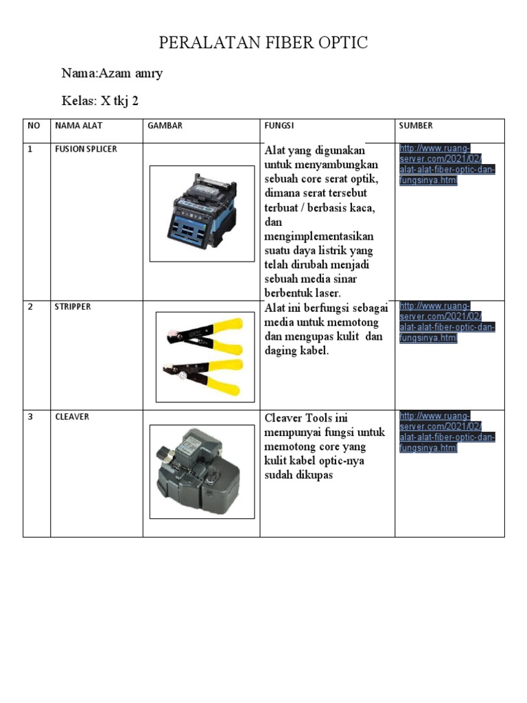 Tugas Alat Fiber Optic | PDF