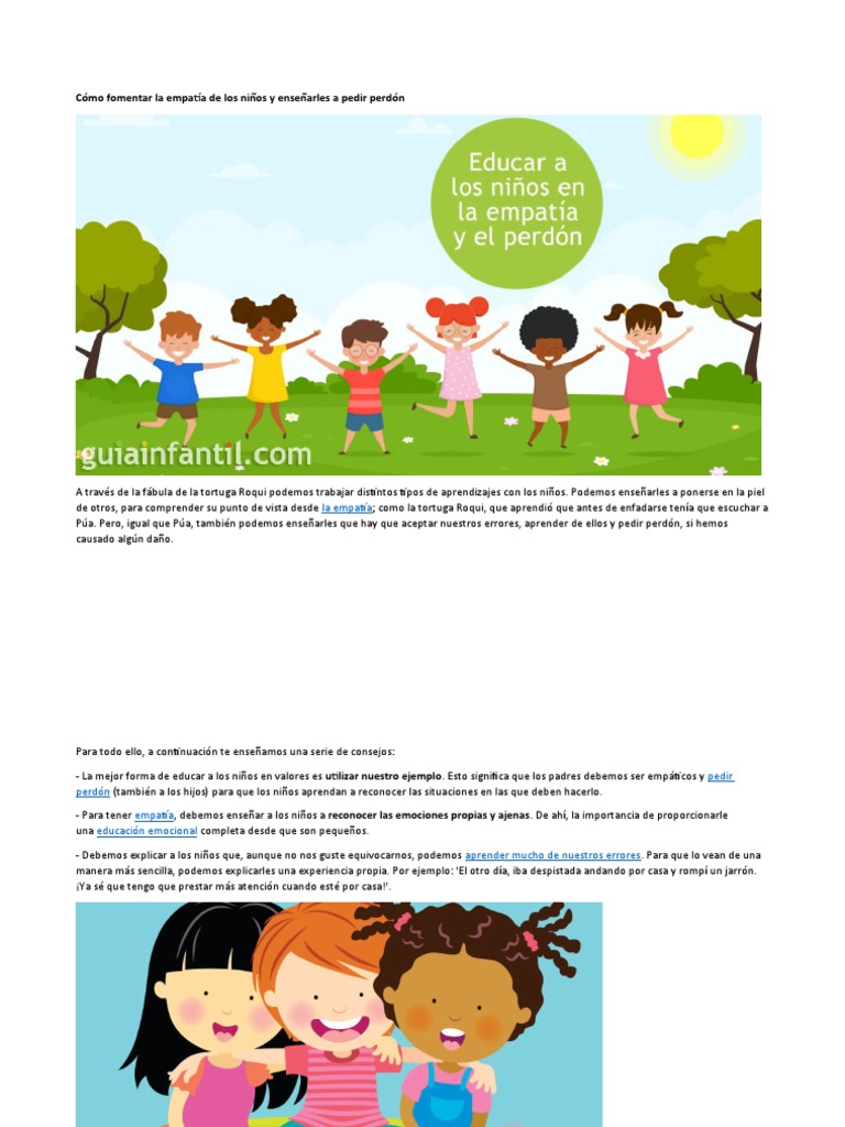 Cómo Fomentar La Empatía de Los Niños y Enseñarles A Pedir Perdón | PDF ...