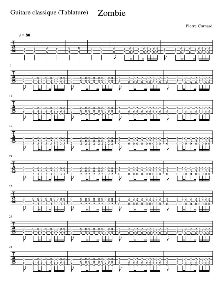 Zombie Guitare Classique (Tablature) PDF