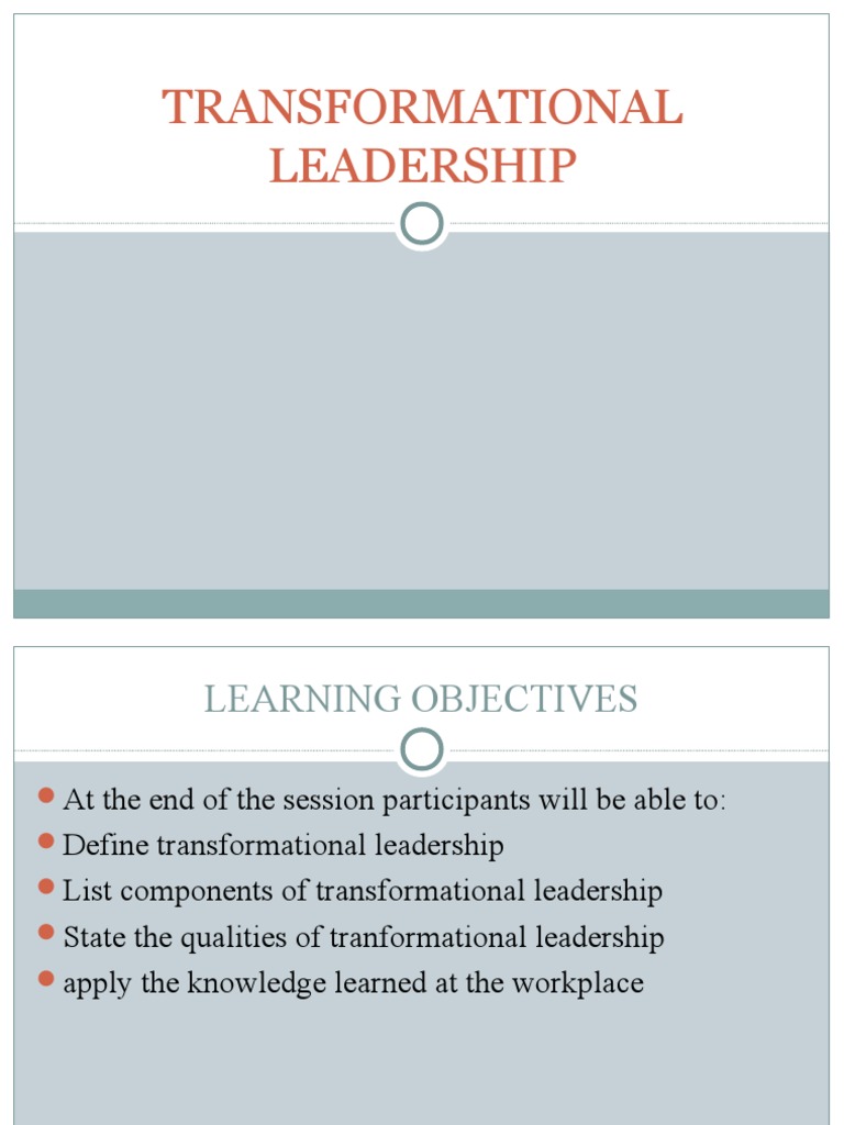 Transformational Leadership Guide | PDF | Transformational Leadership ...