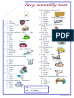 Monthly Vocabulary Test For Beginners