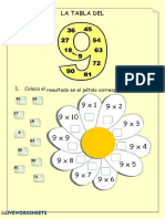 La Tabla Del: Coloca El Resultado en El Pétalo Correspondiente