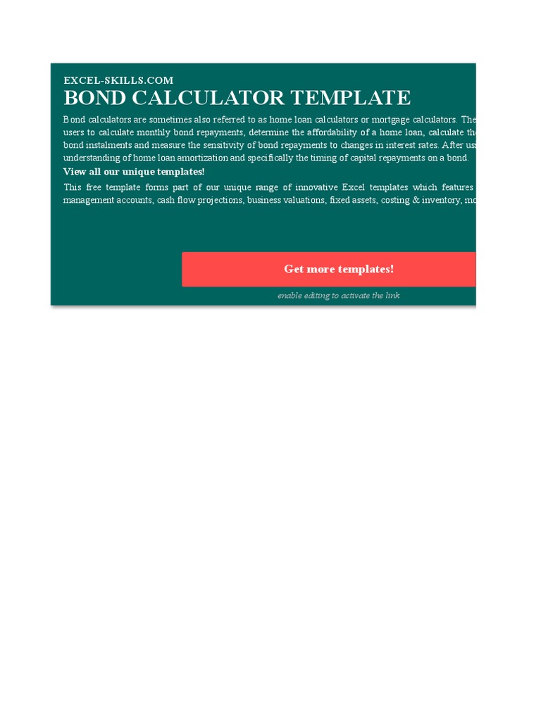 Bond Calculator PDF Mortgage Loan Interest