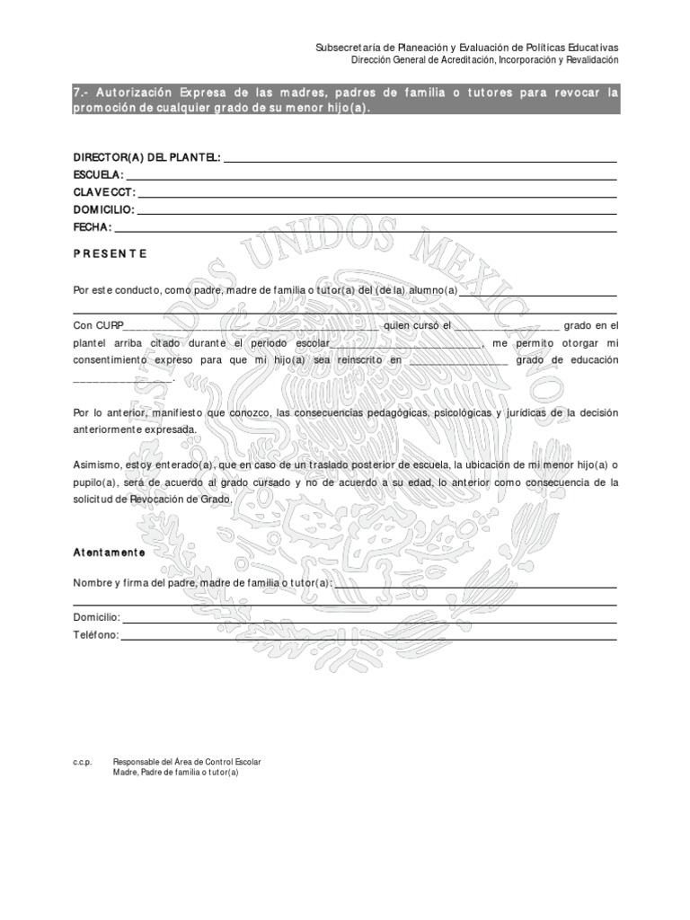 Formato Anexo 7 Revocacion de Grado | PDF