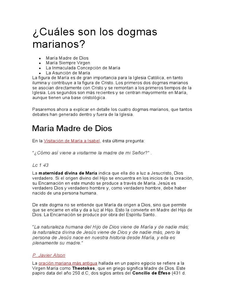 Cu les Son Los Dogmas Marianos PDF