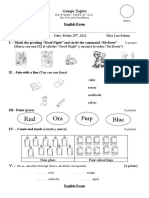 English Exam 1º Bimestre 1ero y 2 Do 2022