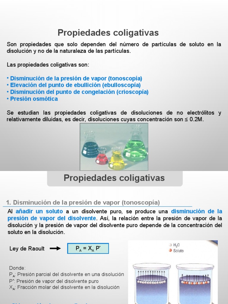 Propiedades Coligativas de Soluciones | PDF | Mezclas Químicas ...