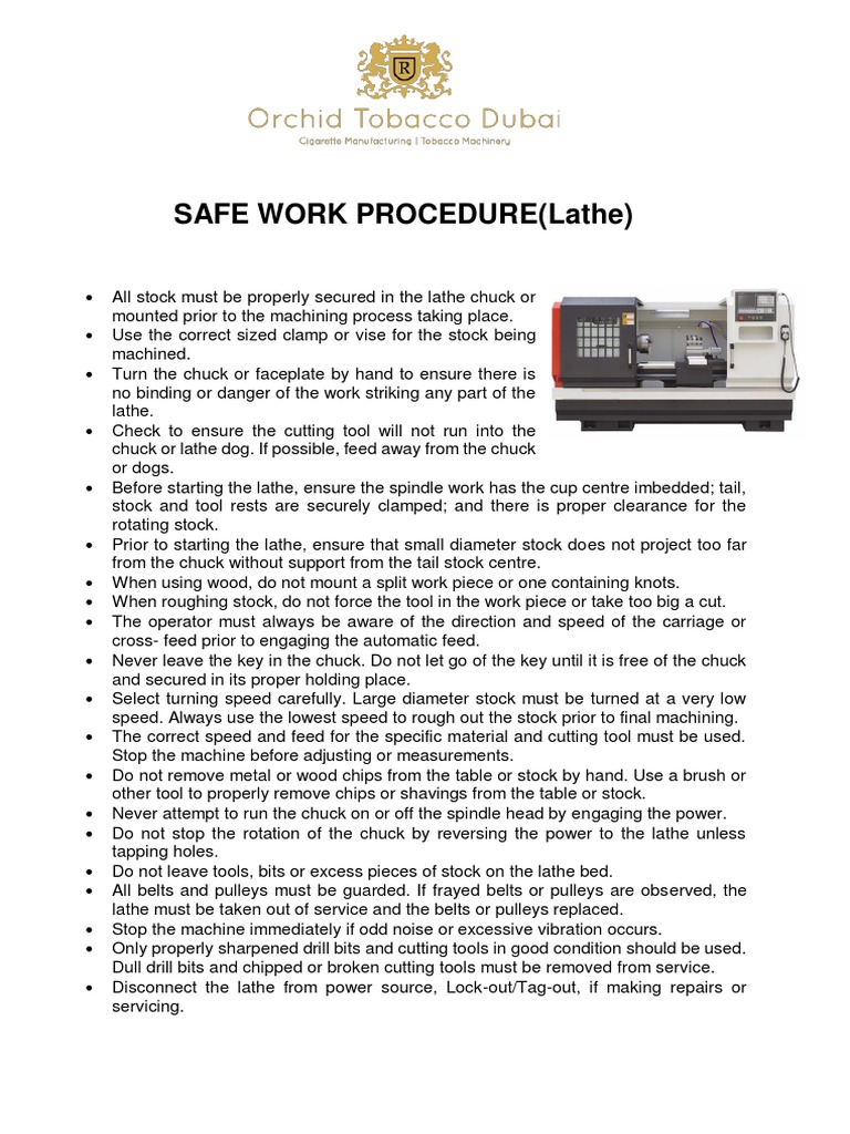 Safe System Of Work Procedure
