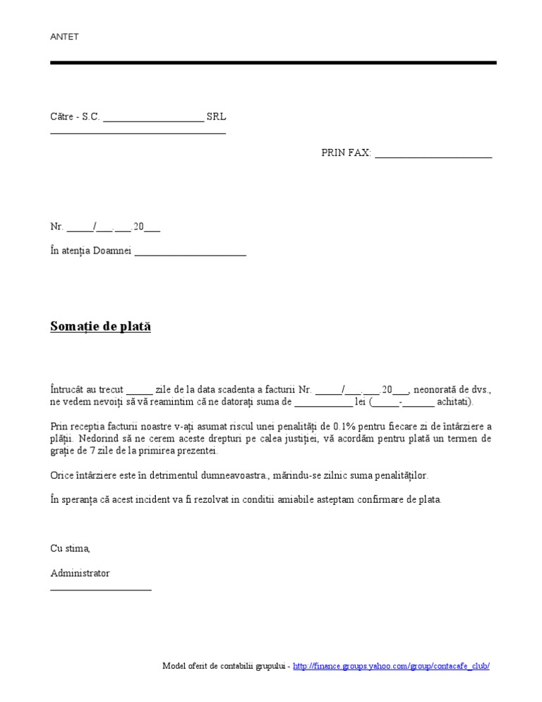 Angajament de plata model pdf