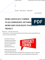Advocacy Corner - The Duty To Accommodate, Returning To Work and Your Right To Medical Privacy. SFU APSA