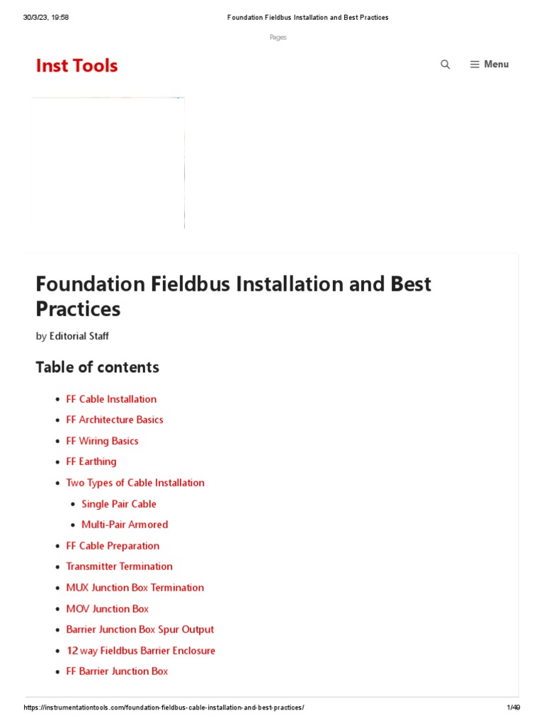 Foundation Fieldbus Installation and Best Practices | PDF | Wire ...