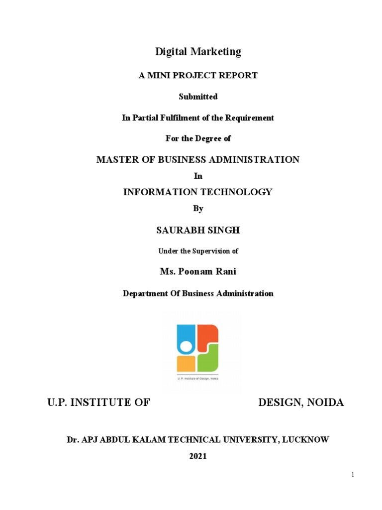 Saurabh Singh Mini Project On Digital Marketing | PDF | Digital ...