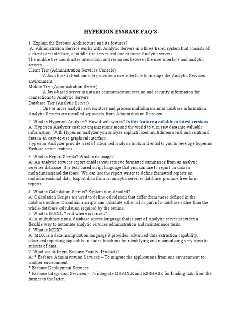 Hyperion Essbase Architecture Overview | PDF | Database Index | Databases