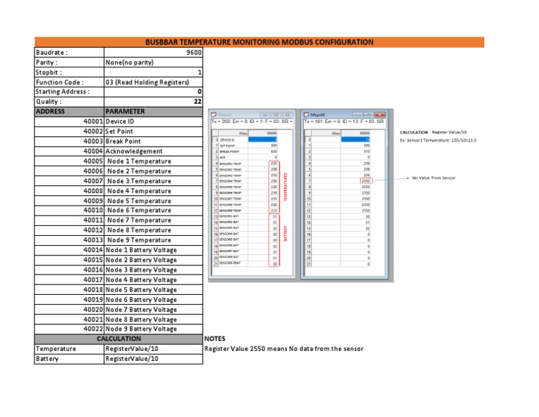 BBC969-9sensor-ModbusRegisters Configuration | PDF