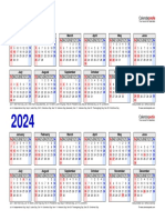 Two Year Calendar 2023 2024 Landscape Linear Red Blue