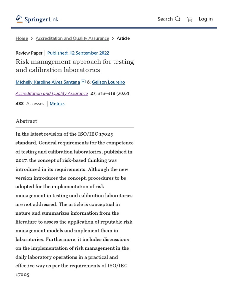 Risk Management in Testing Labs | PDF | Risk Management | Risk