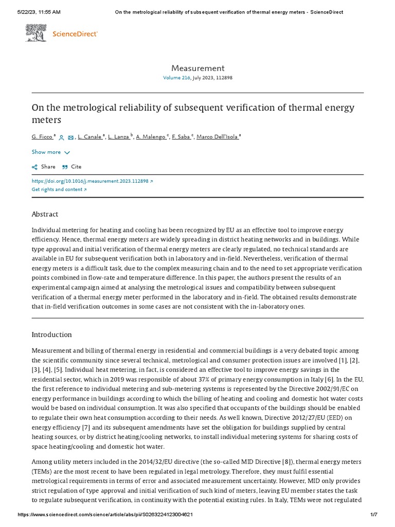 On The Metrological Reliability of Subsequent Verification of Thermal