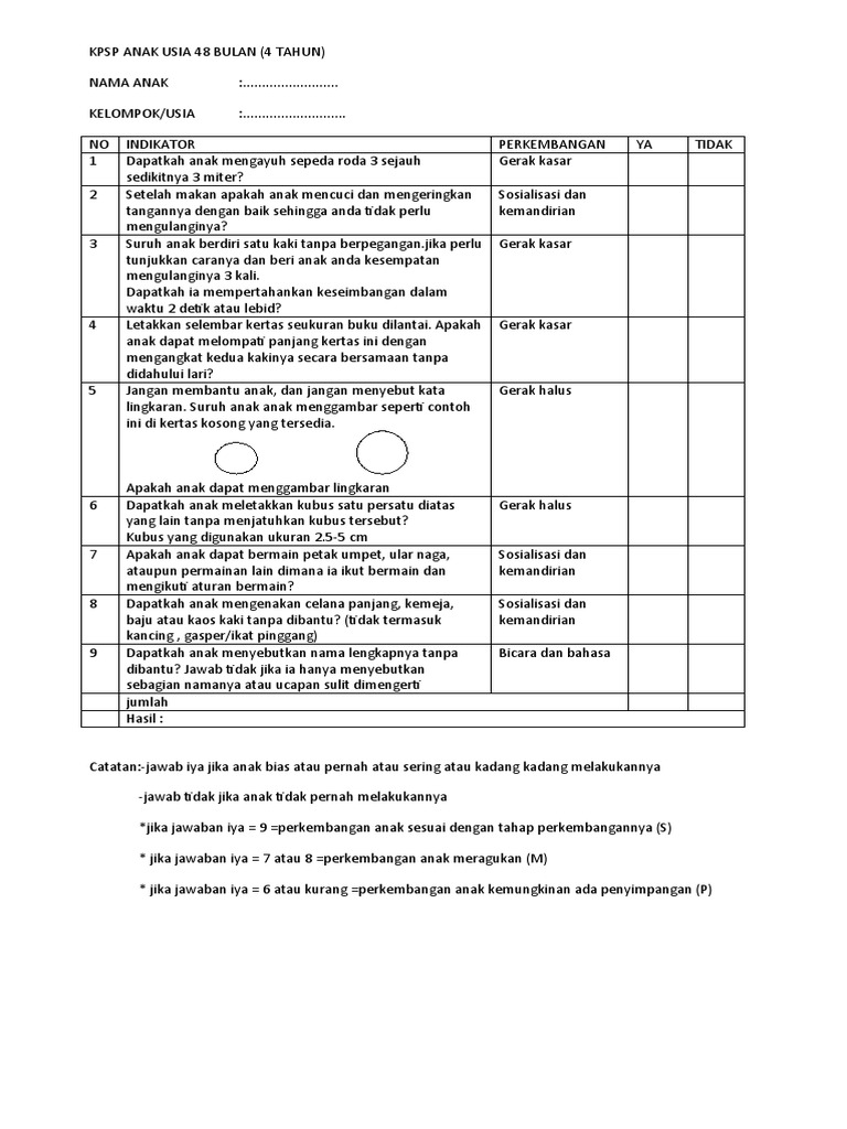 Kpsp Anak Usia 48 Bulan Pdf