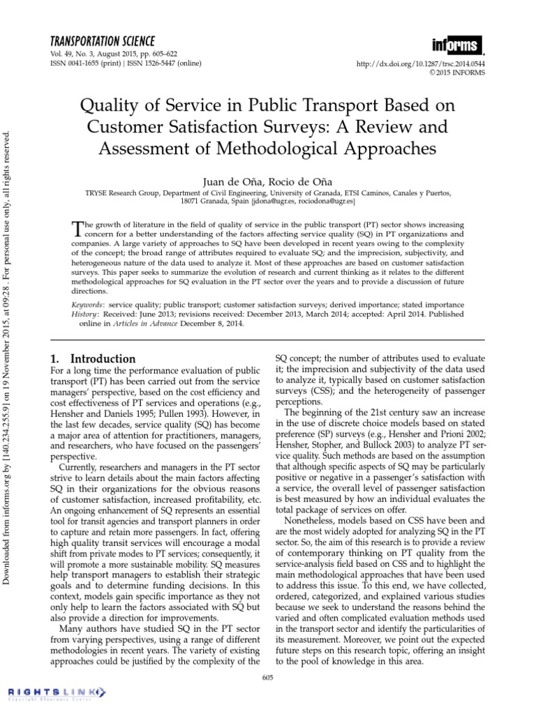 Public Transport Service Quality Review | PDF | Customer Satisfaction ...